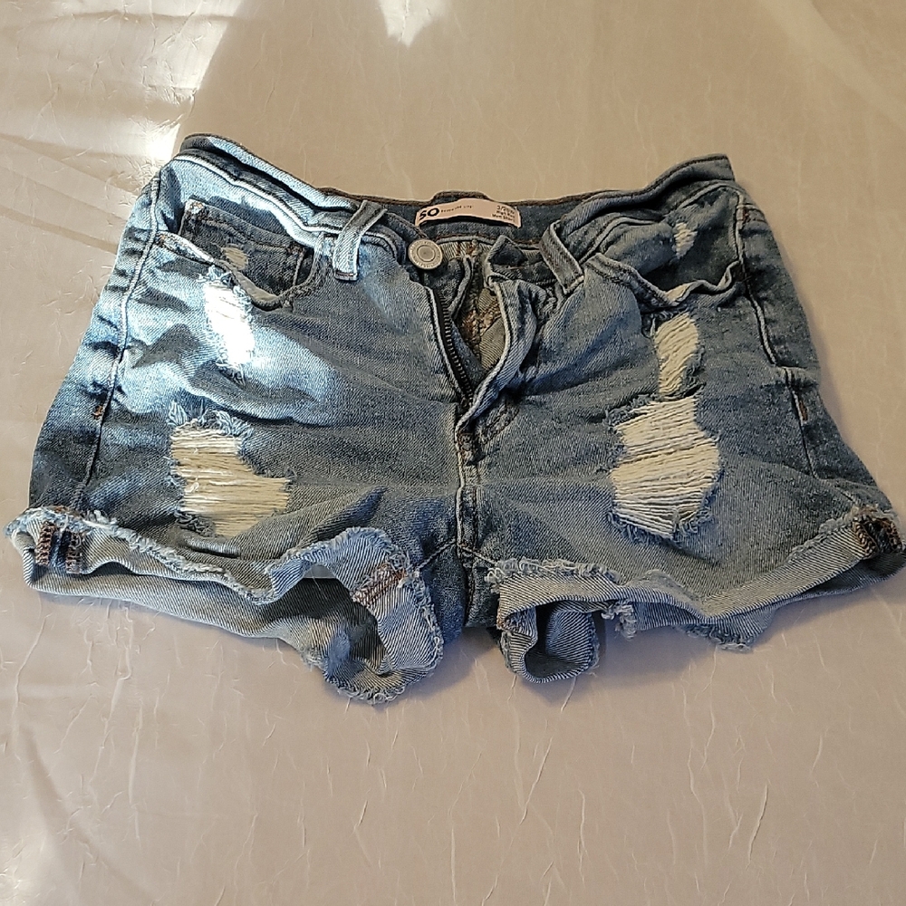 SO Blue Jean Shorts Distressed Frayed Hem